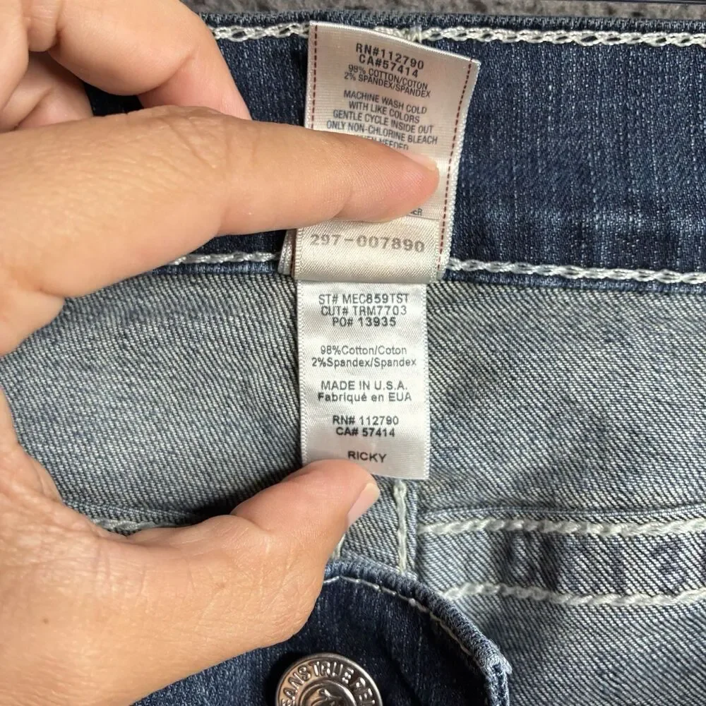 Vintage True Religion Ricky Jeans Men’s 33 (Measured 34x33) Flap Pocket USA